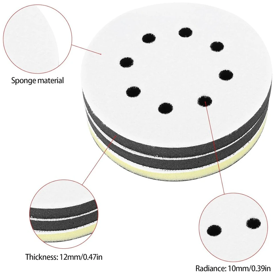 Poliravimo padeliai šlifavimo padeliai 125 mm velcro, 4x poliravimo kempinė 125 mm velcro, poliravimo priedas kampiniam šlifuokliui, tarpinis padelis amortizacinis padelis orbitiniam šlifuokliui, šlifavimo diskas, poliravimo diskas