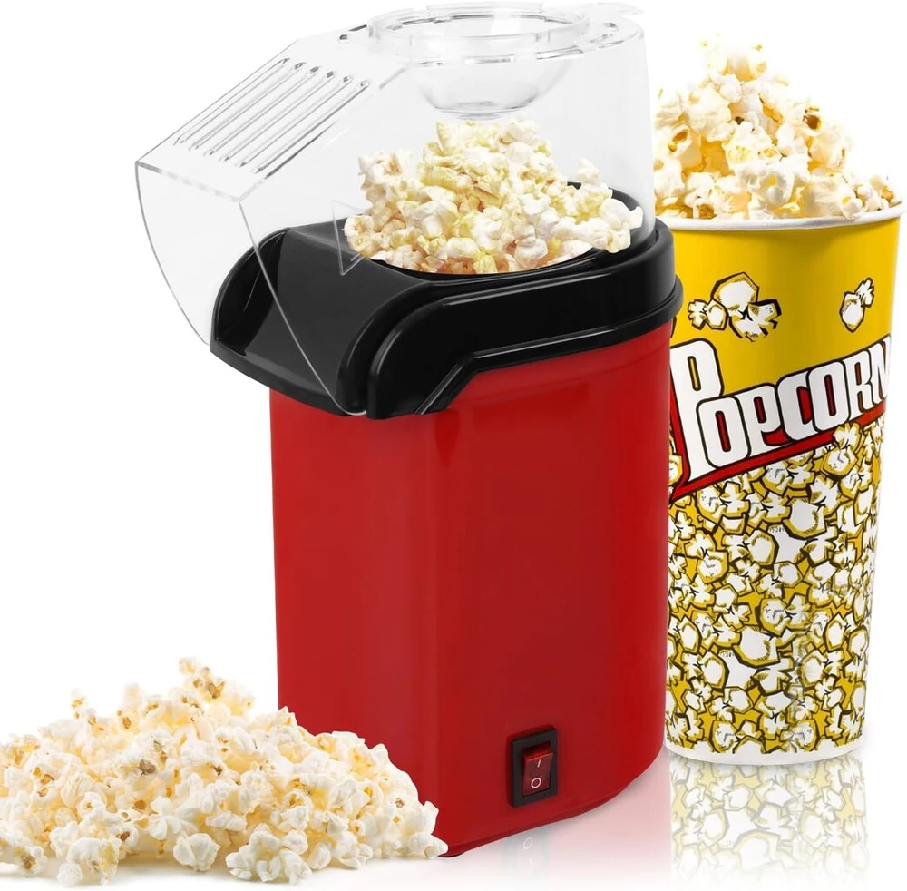 Popcorn gaminimo aparatas, 1200 W elektrinis spragėsių gaminimo aparatas, popcorn gaminimo aparatai su matavimo taurele, 2 minutės greitas, be riebalų ir aliejaus, valdymas vienu mygtuko paspaudimu, skirtas namų vaizdo įrašams ir filmams, vaikų gimtadieni