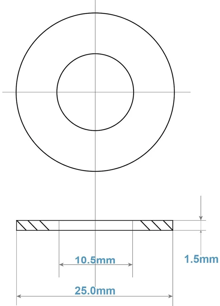 Poveržlės M10 x 25 mm, 20 vnt., nerūdijančio plieno A2