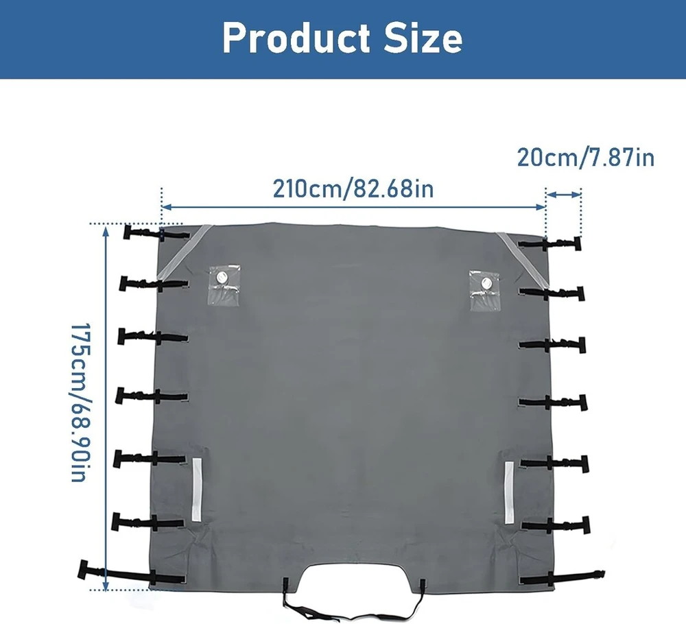 Priekinis priekabos uždangalas, neperšlampamas priekinis priekabos uždangalas, 210 x 175 cm, universalus priekinis priekabos apsauginis uždangalas su led žibintais (7 pėdų priekinis uždangalas)