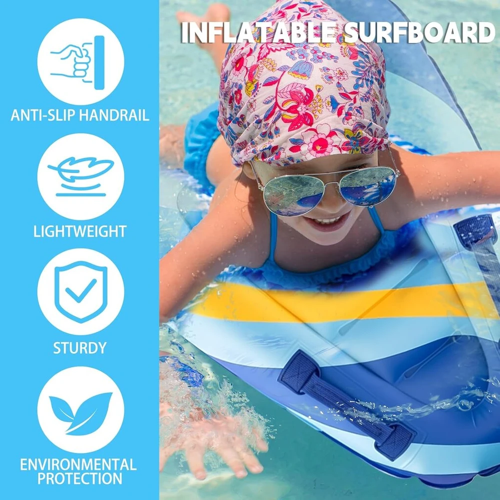 Pripučiama bodyboard vaikams, shyllin nešiojama pripučiama banglentė su rankenomis, mokymo pagalbos kilimėlis, plaukimo lenta paplūdimio banglenčių sportui, baseinui, plaukiojimui, vasarai, vandens sportui, 70 x 55 x 12 cm