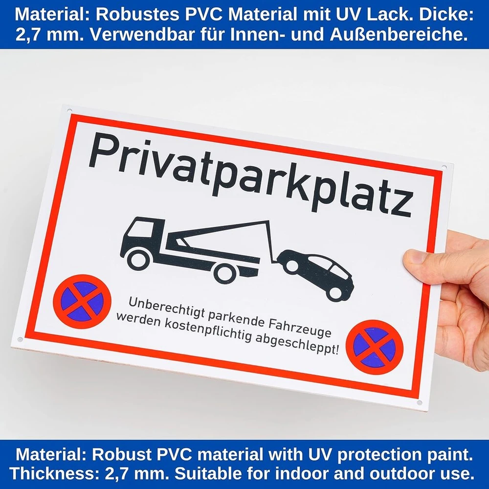 Privačios aikštelės ženklas 1 vnt. 30 x 20 cm 2,7 mm storio Pvc ženklas su išgręžtomis skylėmis. Draudžiamas parkavimas vidaus ir lauko naudojimui. Parkavimo draudimo ženklas privati nuosavybė garažo stulpas