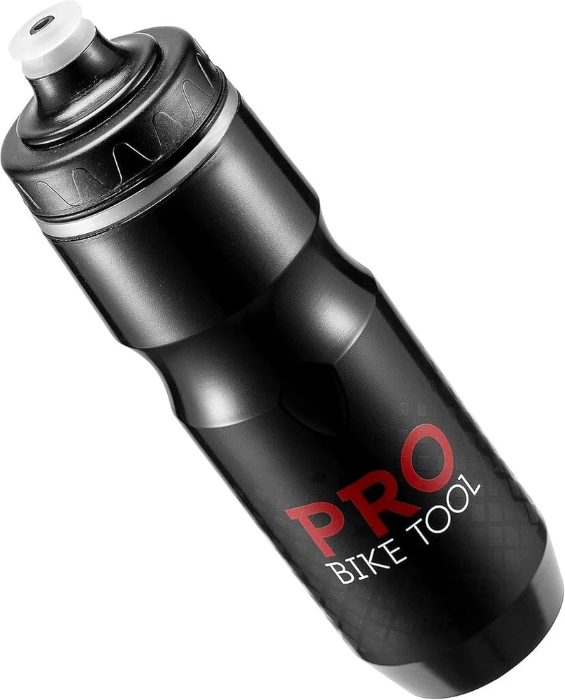 Pro Bike Tool izoliuotas dviračio gertuvė, 680 ml, sportinis dirželis, skirta dviračių sportui ir fitnesui, ilgiau išlaiko gėrimus šaltus, minkštas silikoninis kandiklis, be Bpa, juoda