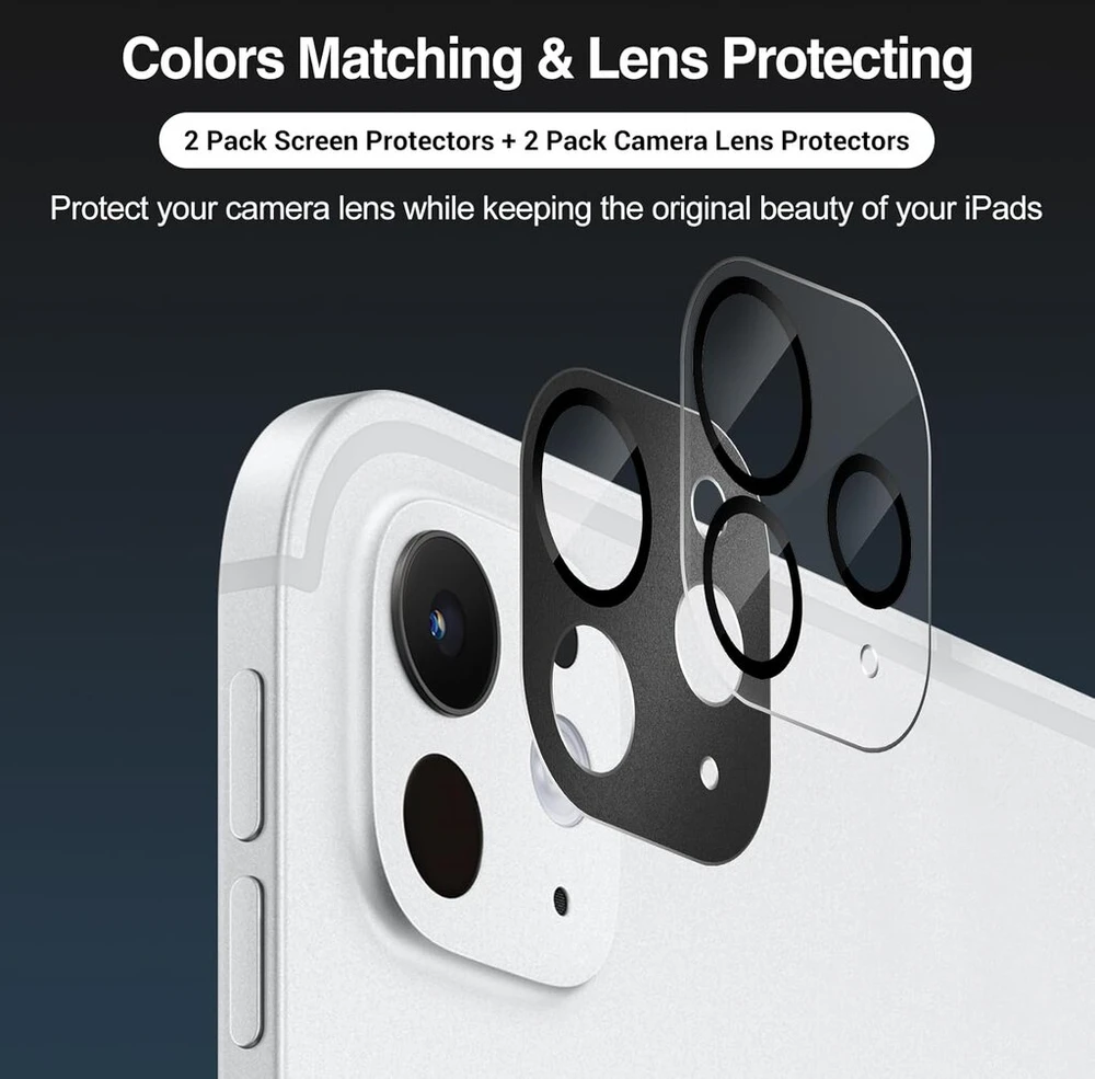 Procase 2 vnt. grūdinto stiklo apsauga, skirta 11 colių Ipad Pro (m4) 2024 su kameros apsauga, 9h ekrano apsauga - juoda/skaidri