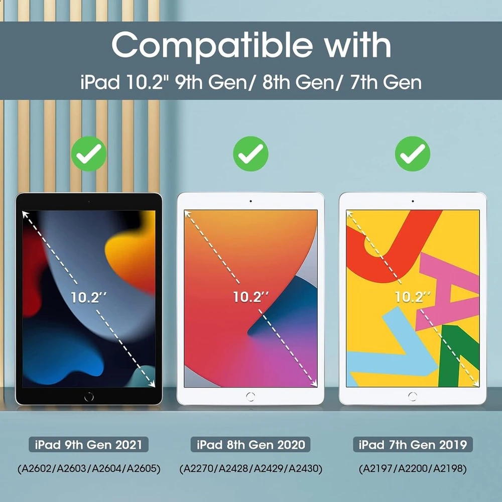 Procase dėklas, skirtas Ipad 10.2 colių 2020 8-os kartos/2019 7-os kartos, trigubo sulenkimo apsauginis dėklas, itin plonas lengvas išmanusis dangtelis su permatomu matiniu galiniu dangteliu