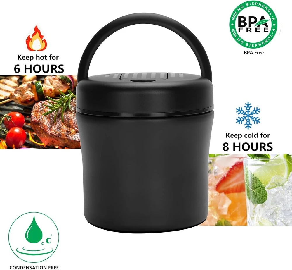 Profiwoab Termosas maisto indas didelis 1.5 l šildomasis indas maistui nerūdijančio plieno (su liūtais) termosas dubuo termosas pietų dėžutė sriuboms košei patiekalams