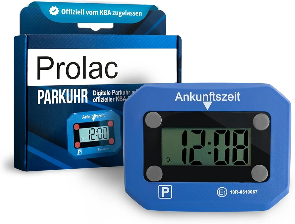 Prolac elektroninis parkavimo diskas su oficialiu Kba patvirtinimu - išmanusis elektrinis parkavimo diskas su patvirtinimu - skaitmeninis parkavimo diskas automobiliui su naktiniu režimu ir laikrodžio reguliavimu