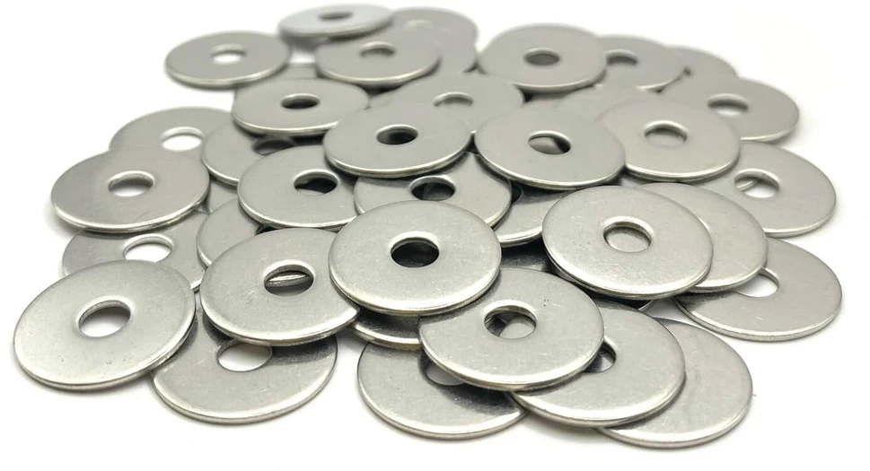 Proraje metalinės poveržlės M4 nerūdijantis plienas išorinis skersmuo 16mm | plokščia poveržlė itin plati M4 x 16mm | nerūdijantis plienas A2 (v2a/304) standartas Nfe 25513 Ll | medienai/metalui/veržlėms/varžtams