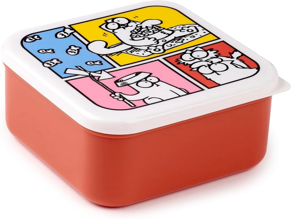 Puckator Simon's Cat Lbox108 3 dalių pietų dėžučių rinkinys, raudona, mėlyna, geltona