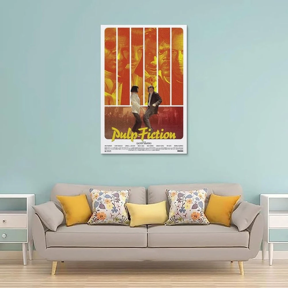 Pulp Fiction filmo plakatas kambariui, estetiškas drobės sienų menas, miegamojo dekoravimo plakatas 30 x 45 cm