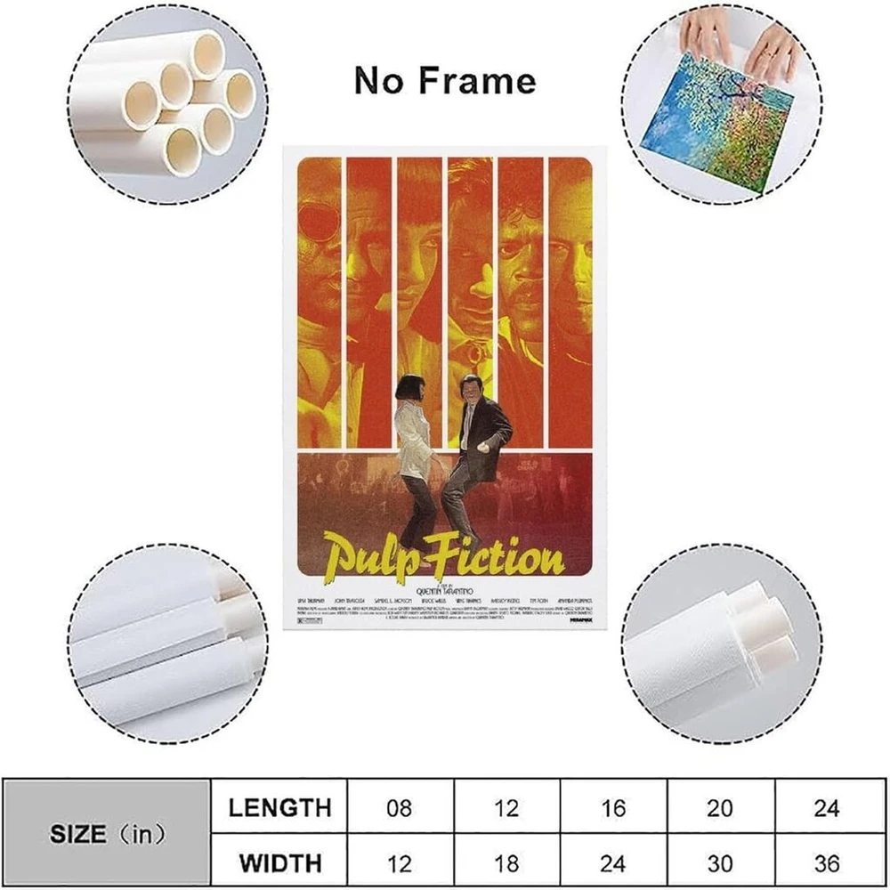 Pulp Fiction filmo plakatas kambariui, estetiškas drobės sienų menas, miegamojo dekoravimo plakatas 30 x 45 cm