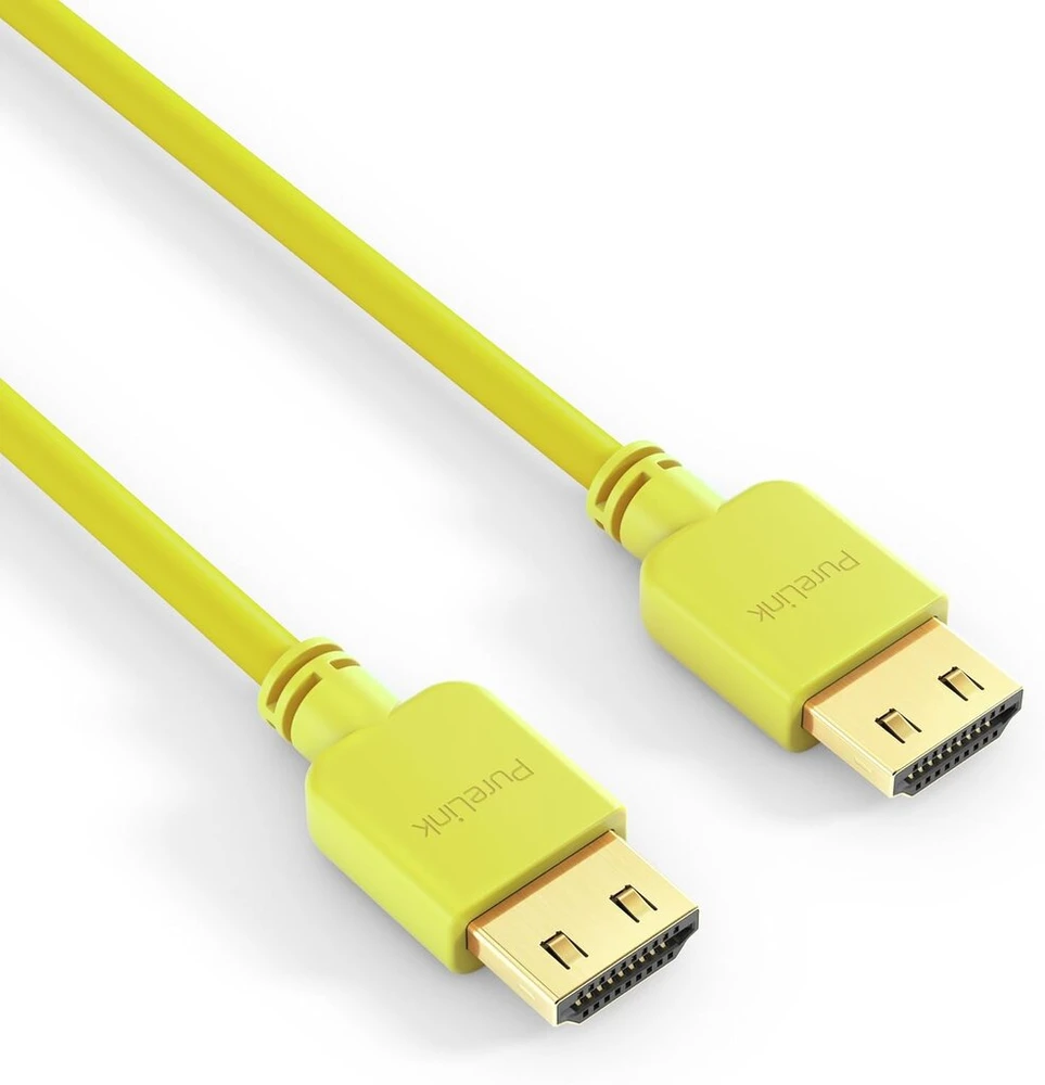 Purelink, didelės spartos Hdmi jungties kabelis (4k Ultrahd (2160p), Ethernet, 18 Gbps), Hdmi-a kištukas į Hdmi-a kištuką, sertifikatas, be halogenų, itin plonas 1,50 m citrinmedis