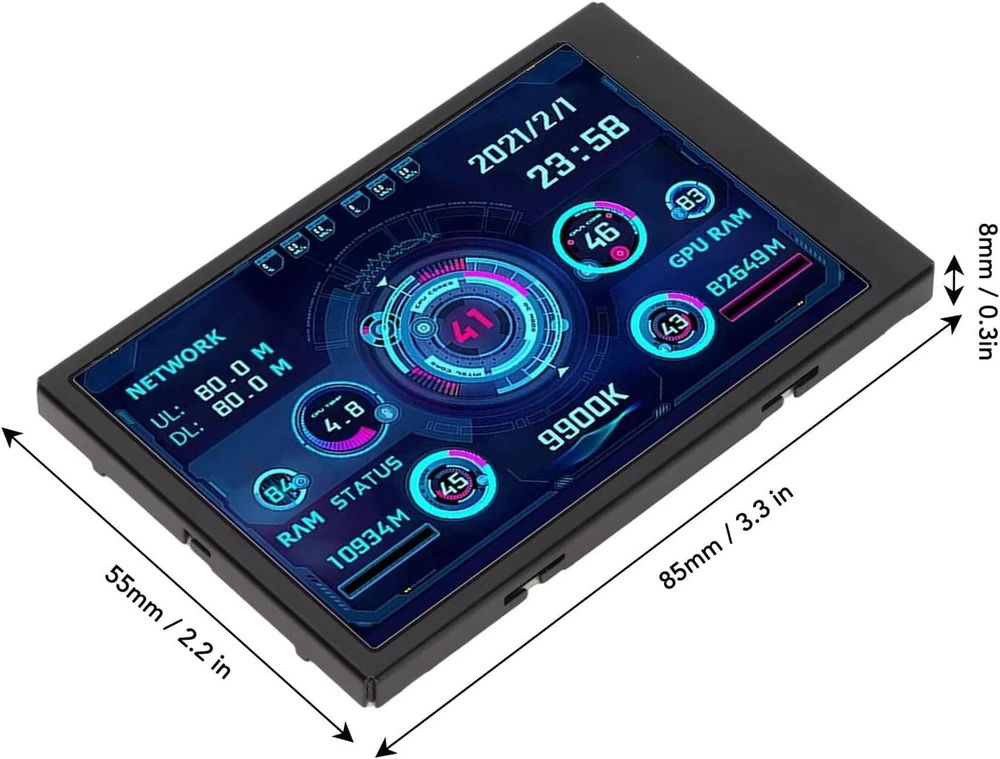 Pusokei 3.5 colių ips usb ekranas, aida64 pc cpu ram duomenų temperatūros monitorius, pc jutiklių skydelio ekranas, ips pilnas matymo kampas, usb c sąsaja, sistemai