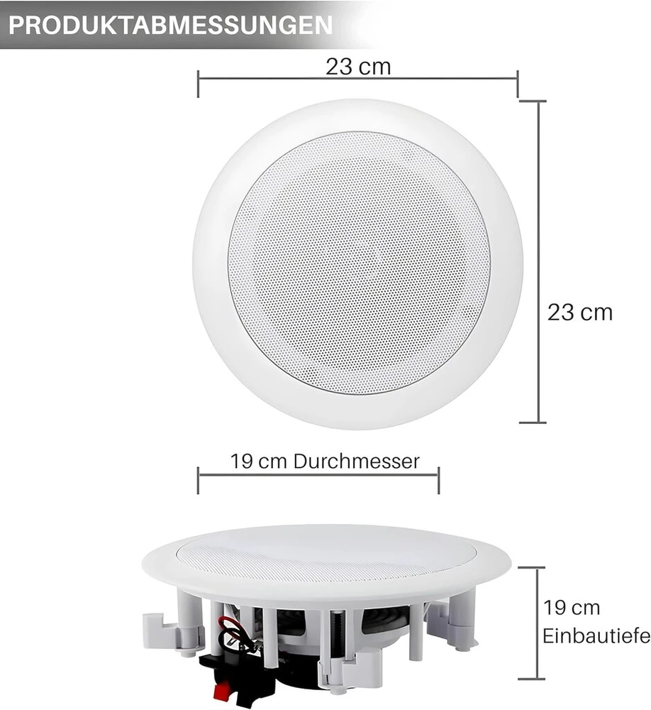 Kompiuterio kolonėlės Pyle pora 6.5" bluetooth įleidžiamų į sieną/lubas 2 krypčių universali namų garso kolonėlių sistema su spyruoklinėmis greitosiomis jungtimis, polipropileno kūgiu, polimeriniu aukštų dažnių garsiakalbiu, stereo garsu, 200 W (pdicbt652rd)