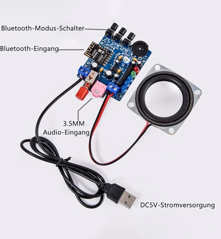 Kompiuterio kolonėlės Pzmyjb Bluetooth kolonėlės litavimo rinkinys „pasidaryk pats“ 3w mini Ht6872 garso stiprintuvas muzikos stereo su akrilo korpusu mirksinčiu Led praktišku elektroniniu vidaus lauko (skaidrus)