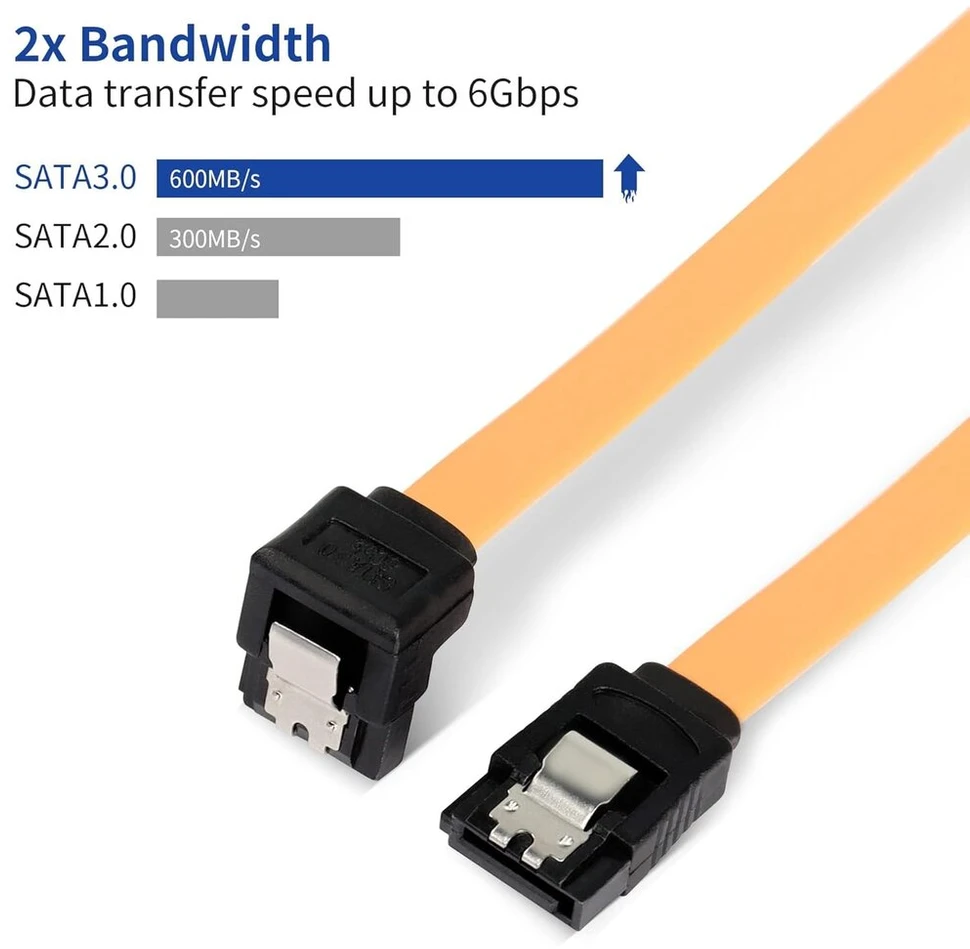 Qianrenon 1 m Sata kietojo disko kabelio adapteris 6 Gbps 90 laipsnių kampu Sata Iii duomenų kabelis Sata 3.0 ilgintuvas Sata kietiesiems diskams Hdd Ssd Cd diskų įrenginiui geltonas 0,97 m 2 vnt.