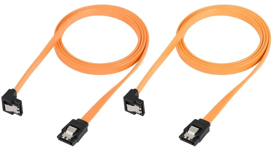 Qianrenon 1 m Sata kietojo disko kabelio adapteris 6 Gbps 90 laipsnių kampu Sata Iii duomenų kabelis Sata 3.0 ilgintuvas Sata kietiesiems diskams Hdd Ssd Cd diskų įrenginiui geltonas 0,97 m 2 vnt.