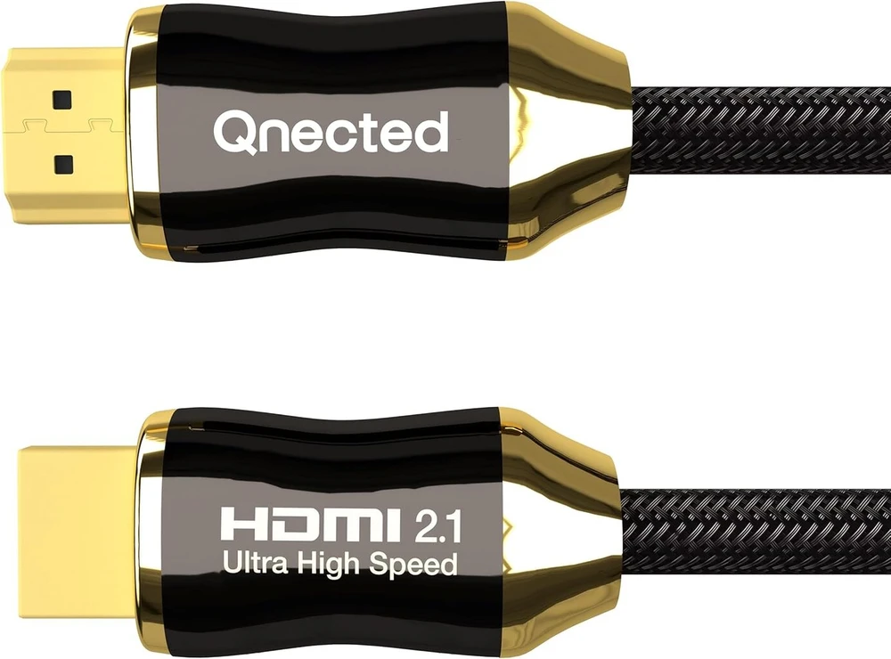 Qnected Hdmi 2.1 kabelis 1 metras | Gen 2 sertifikuotas | Itin didelis greitis | 4k 120hz ir 144hz, 8k 60hz Ultra Hd | 48 Gbps | Tinka Ps5, XBOX Series X & S | Anglies juoda