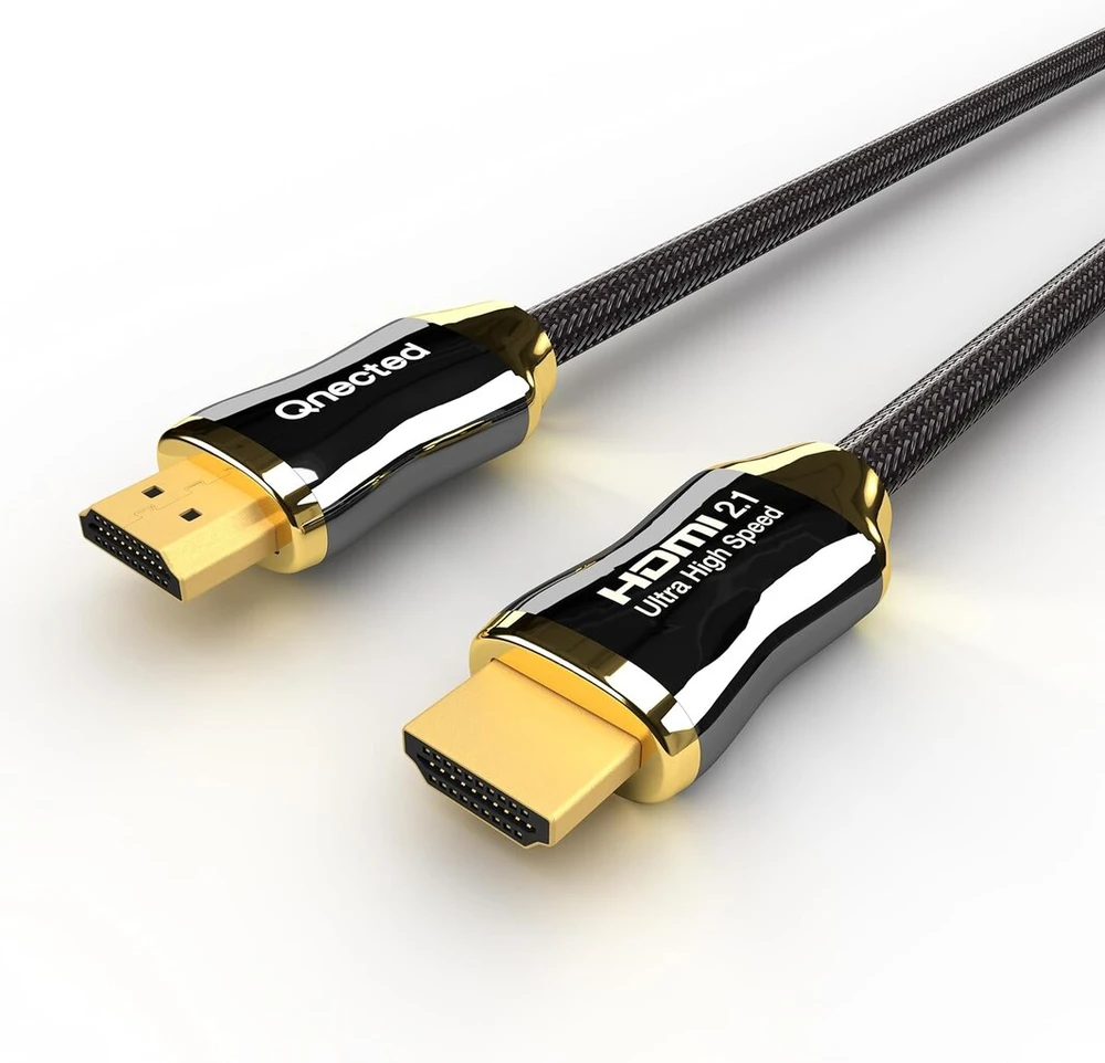 Qnected hdmi 2.1 kabelis 1.5 metro, itin didelis greitis, 4k 120hz ir 144hz, 8k 60hz ultra hd, 48 gbps, tinkamas ps5, XBOX series x & s, anglies juoda
