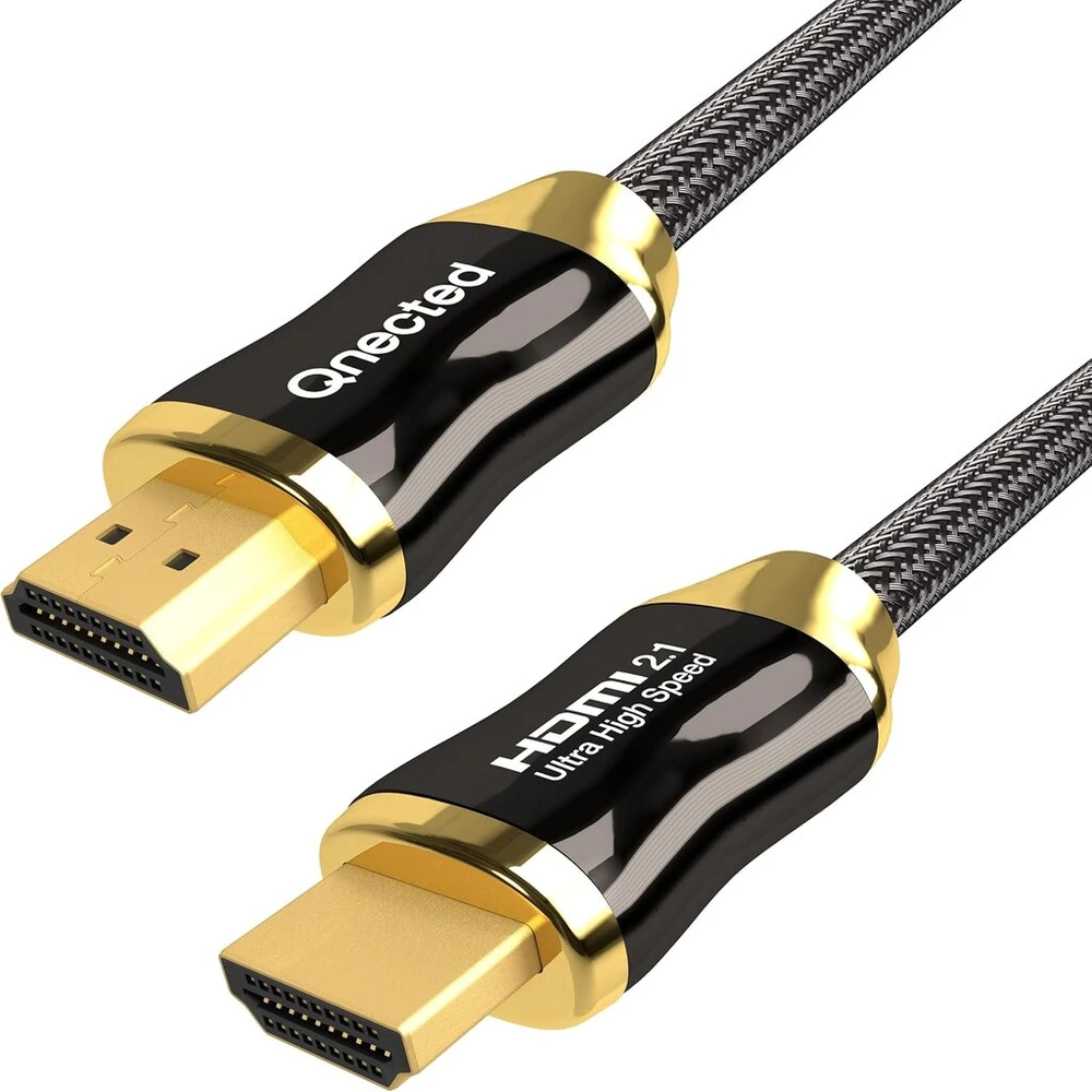 Qnected hdmi 2.1 kabelis 1.5 metro, itin didelis greitis, 4k 120hz ir 144hz, 8k 60hz ultra hd, 48 gbps, tinkamas ps5, XBOX series x & s, anglies juoda