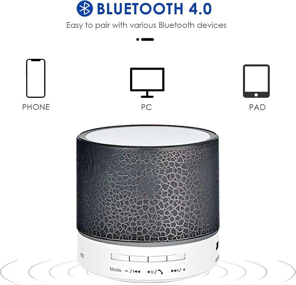 Kompiuterio kolonėlės Queen.y Mini Bluetooth kolonėlė, Usb žemų dažnių garsiakalbis, muzikos grotuvas, bluetooth kolonėlė su sodriais žemaisiais dažniais ir spalvotomis šviesomis, atspari vandeniui, palaiko U diską, Tf kortelę, juoda