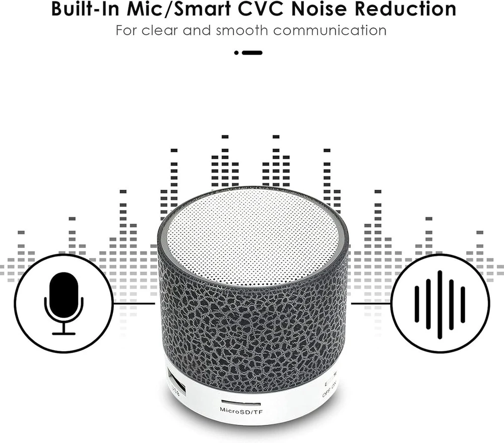 Kompiuterio kolonėlės Queen.y Mini Bluetooth kolonėlė, Usb žemų dažnių garsiakalbis, muzikos grotuvas, bluetooth kolonėlė su sodriais žemaisiais dažniais ir spalvotomis šviesomis, atspari vandeniui, palaiko U diską, Tf kortelę, juoda