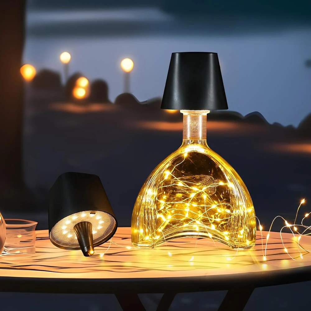 Quntis Led butelio lempa su girliandomis, jutikliniu būdu pritemdomas gaubtas buteliams, 3000 K - 5000 K, Led butelio lempos priedas, butelio lempa valgomojo stalui, balkonui, restoranui