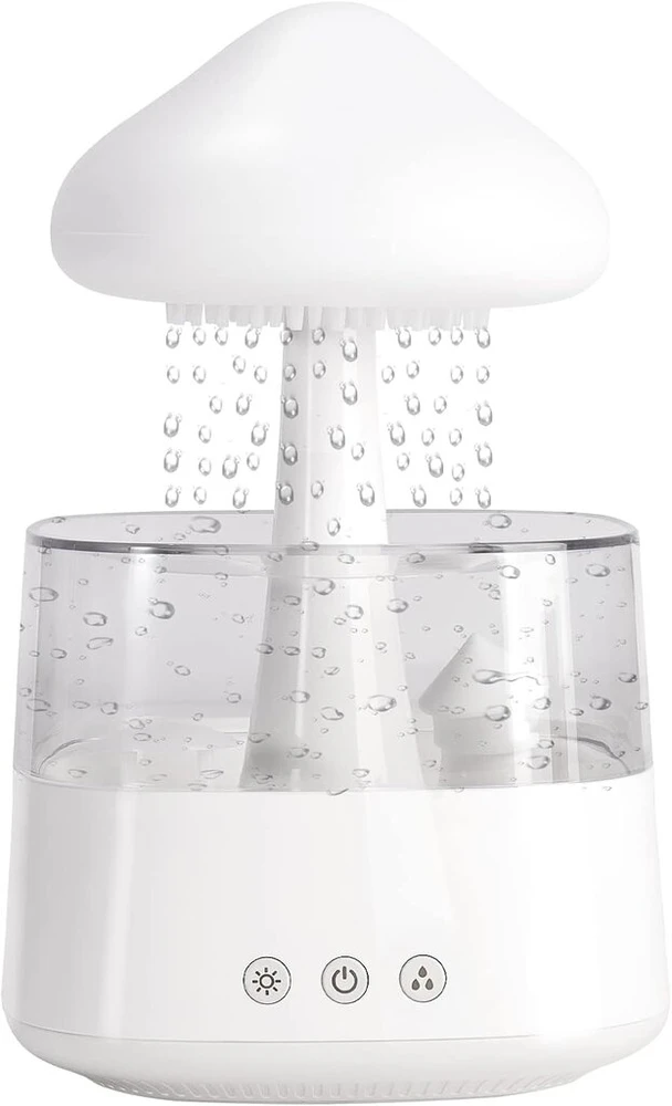 Rain Cloud drėkintuvas miegamiesiems ir dideliems kambariams, Mushroom eterinių aliejų difuzorius su 7 spalvų Led lemputėmis, gali būti naudojamas kaip naktinė lemputė, Raindrops Cloud drėkintuvas (baltas)