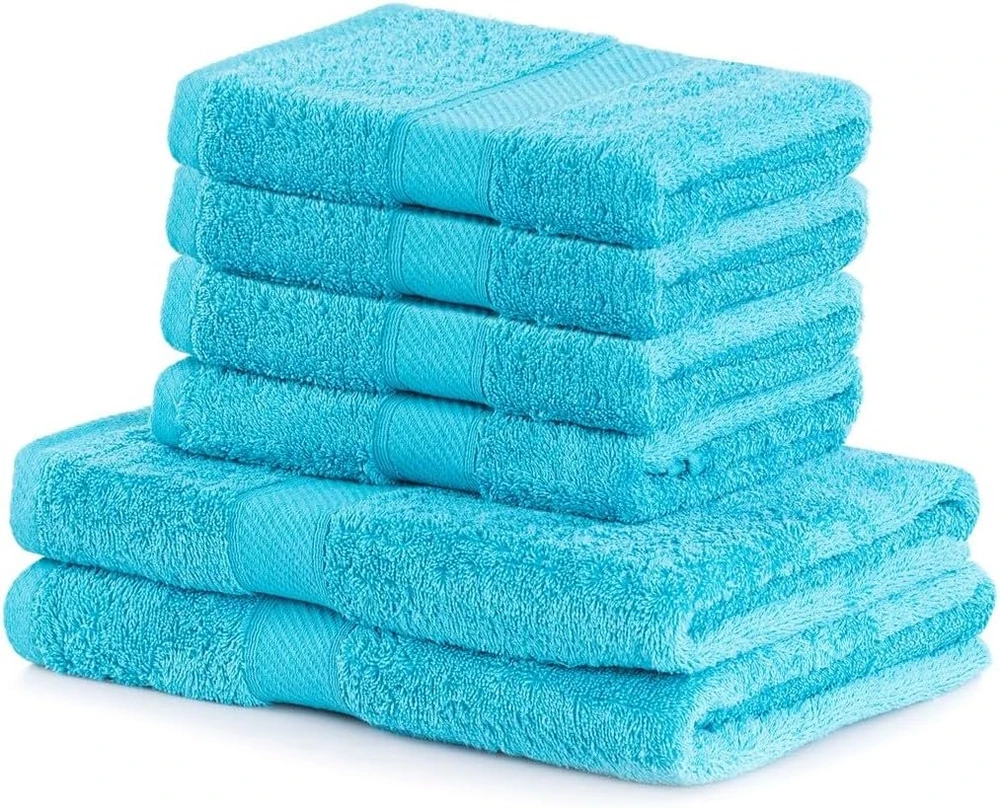 Rankšluostis Decoking vonios rankšluosčių rinkinys Turquoise, 4 rankšluosčiai 50x100 cm ir 2 rankšluosčiai 70x140 cm, medvilnė, bambuko viskozė, sugeriantys, antibakteriniai Bamby
