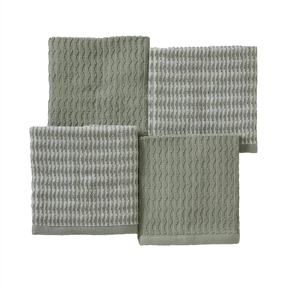 Rankšluostis Skl home by saturday knight ltd. longborough wash cloth rinkinių komplektas 12" x 12" sage 4 vnt.