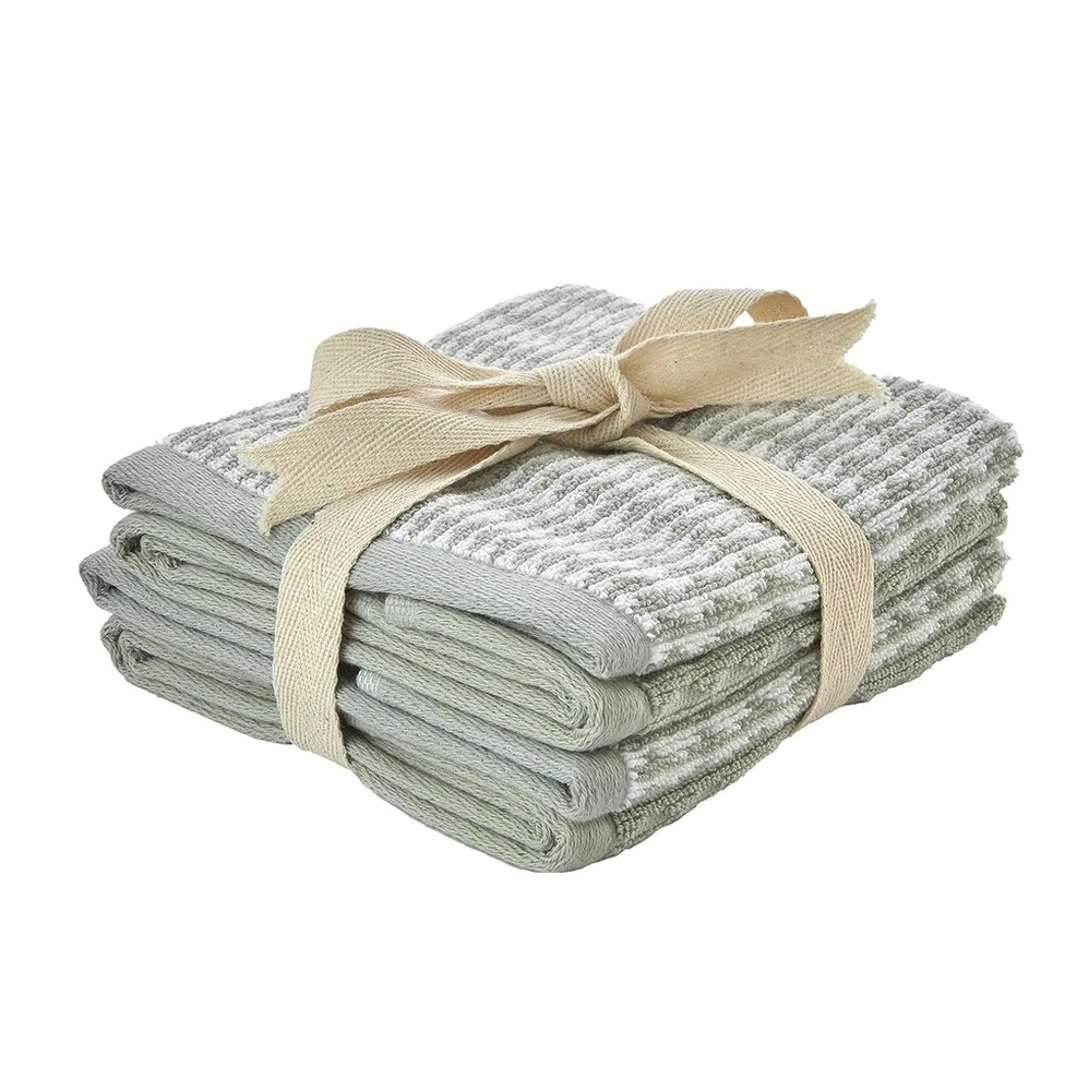 Rankšluostis Skl home by saturday knight ltd. longborough wash cloth rinkinių komplektas 12" x 12" sage 4 vnt.