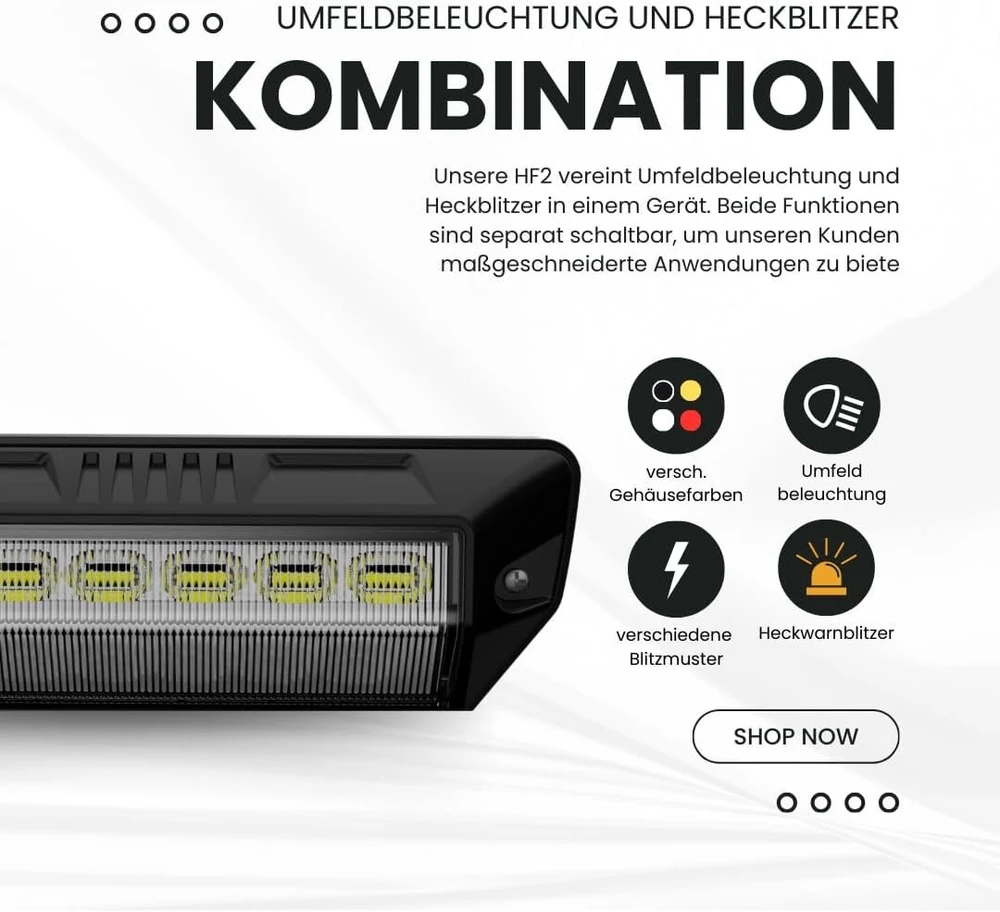 Raptors Led Technik Hf2 aplinkos apšvietimas su įspėjamąja lempute (juodas)