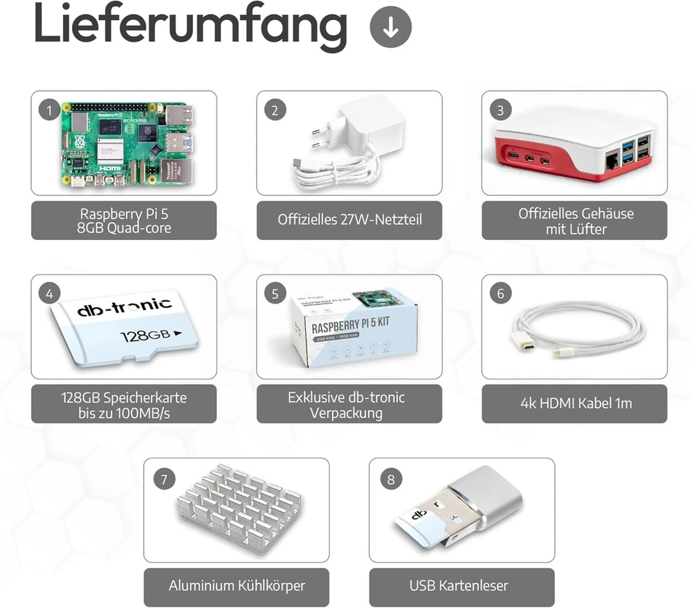 Raspberry Pi 5 8gb rinkinys su 128gb kortele