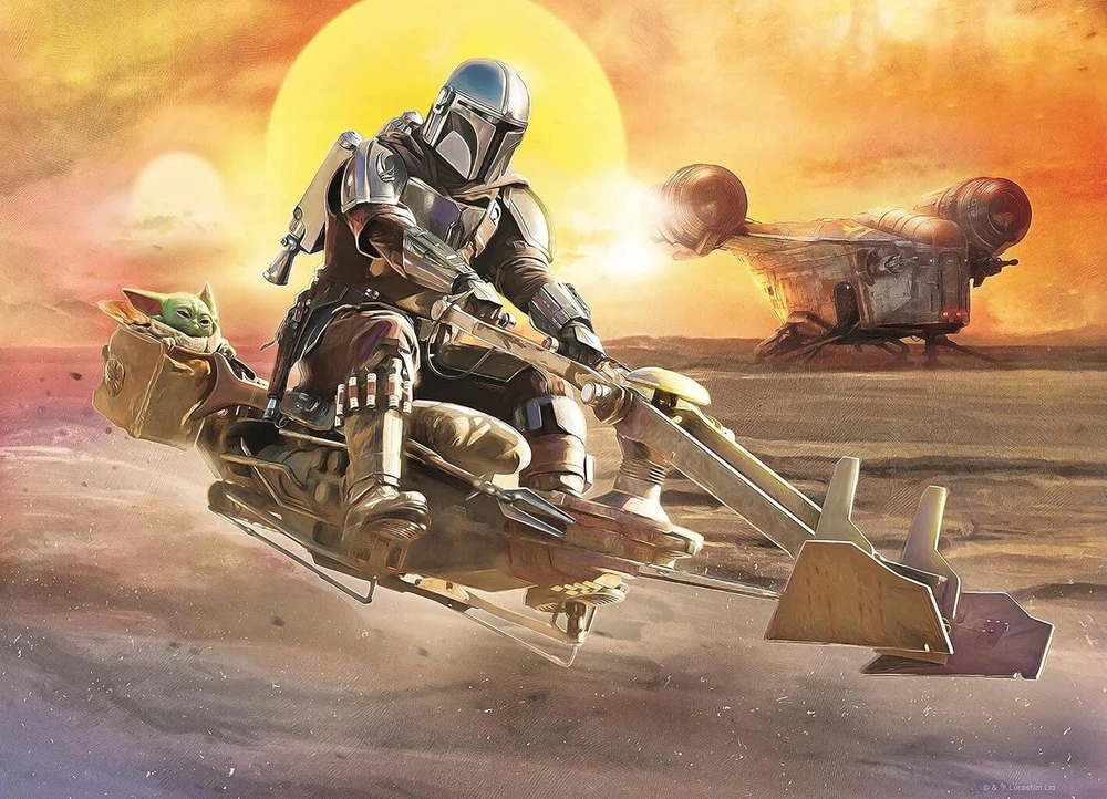 Ravensburger 05240 0, The Mandalorian, 4, 100 dalių, rinkinys, dėlionės vaikams, rekomenduojamas amžius 5+, kokybiška dėlionė, spalvinga