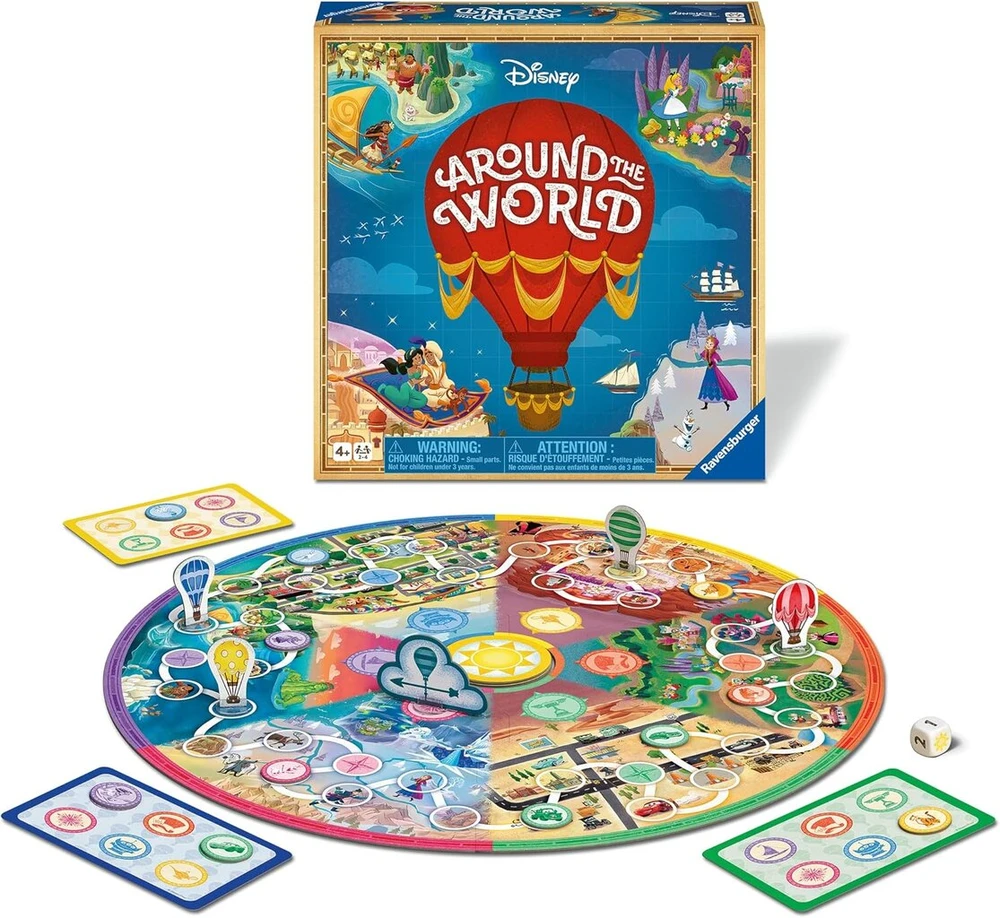 Ravensburger 22379 Disney Around The World The Heavenly Running and Collecting Game žaidimas 2-4 žaidėjams nuo 4 metų su populiariausiais Disney personažais ir pasauliais