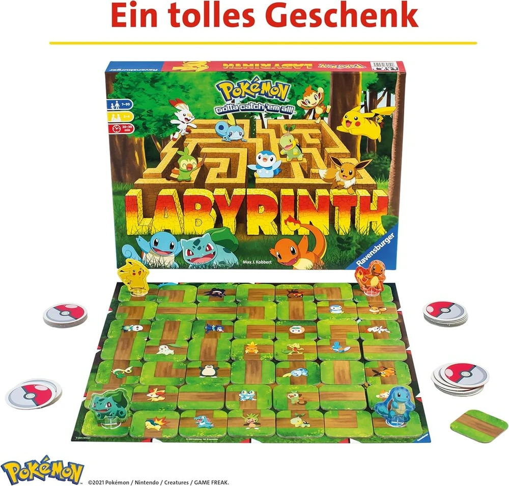 Ravensburger 26949 Pokémon Labyrinth šeimos žaidimas 2-4 žaidėjams nuo 7 metų