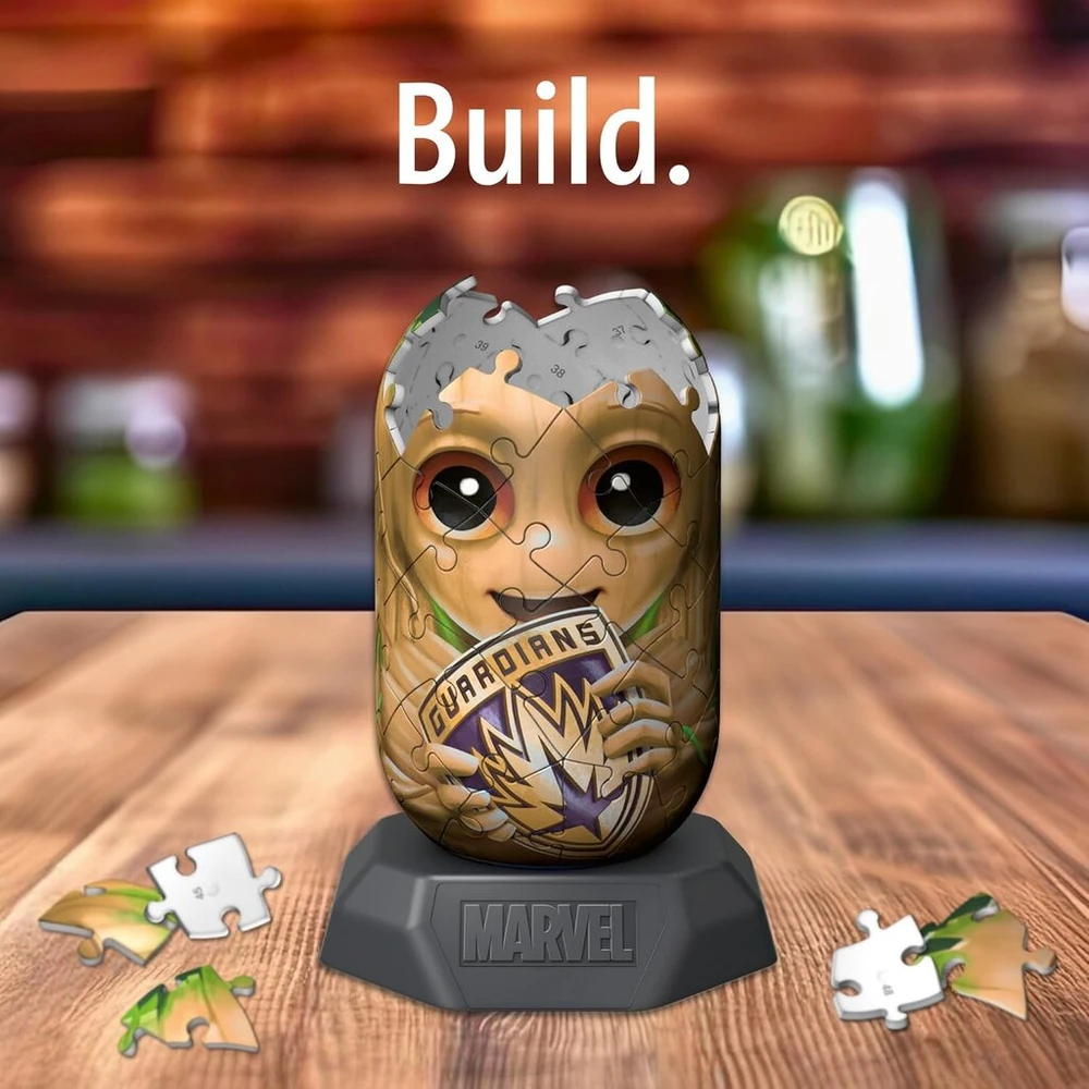 Ravensburger Hylkies: Marvel kolekcinės figūrėlės, skirtos surinkti pačiam - Figūrėlė #11 - Groot - Surink, įsimylėk, kolekcionuok - Mini figūrėlės Marvel Legends gerbėjams