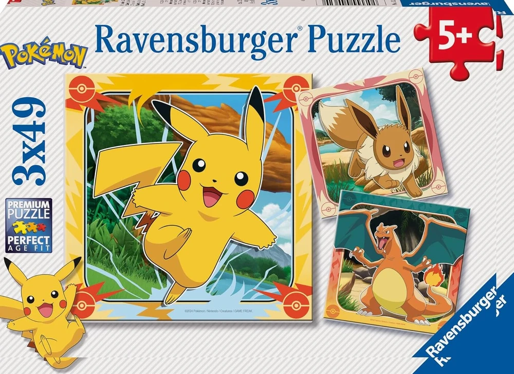 Ravensburger "pokémon" Dėlionės Vaikams (3 x 49 Detalės)