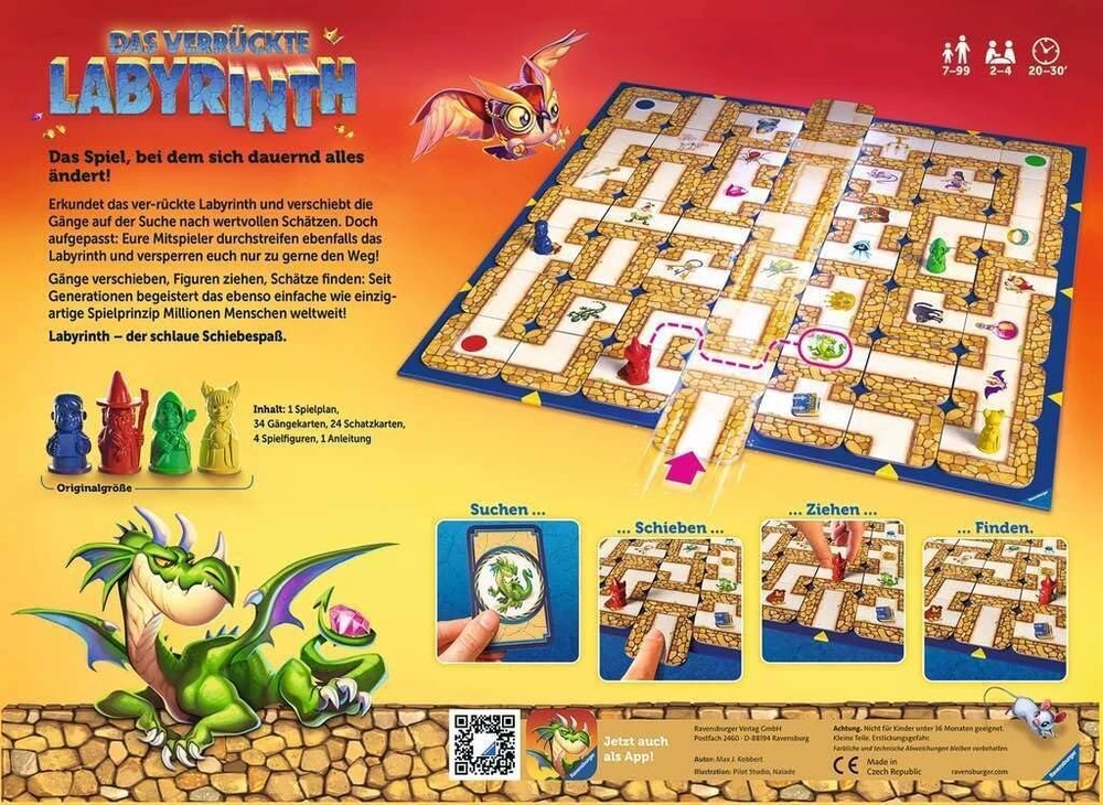 Ravensburger šeimos žaidimas 26955 - beprotiškas labirintas - stalo žaidimas - klasikinis žaidimas 2-4 žaidėjams, stalo žaidimas nuo 7 metų