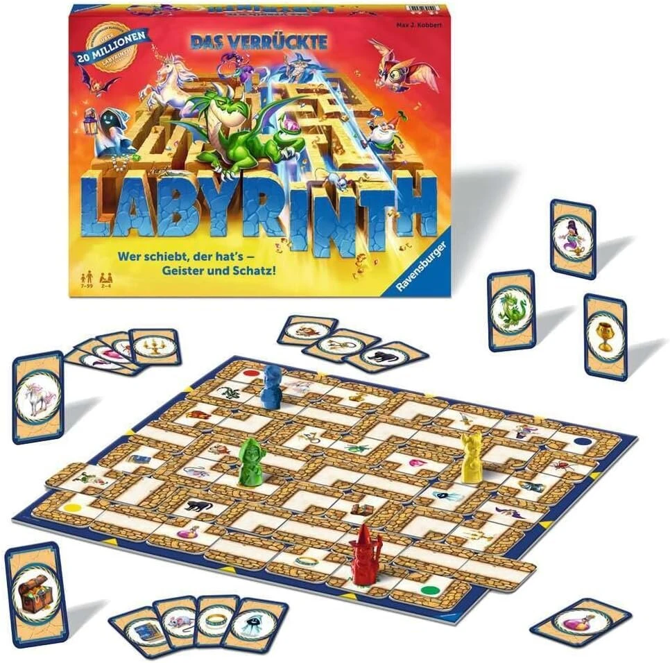 Ravensburger šeimos žaidimas 26955 - beprotiškas labirintas - stalo žaidimas - klasikinis žaidimas 2-4 žaidėjams, stalo žaidimas nuo 7 metų