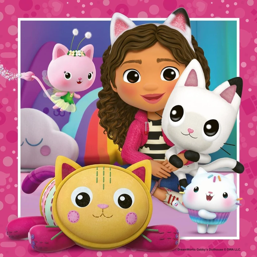 Ravensburger vaikiška dėlionė 05659 Playtime with Gabby 3 x 49 dalys Gabby's Dollhouse dėlionė vaikams nuo 5 metų