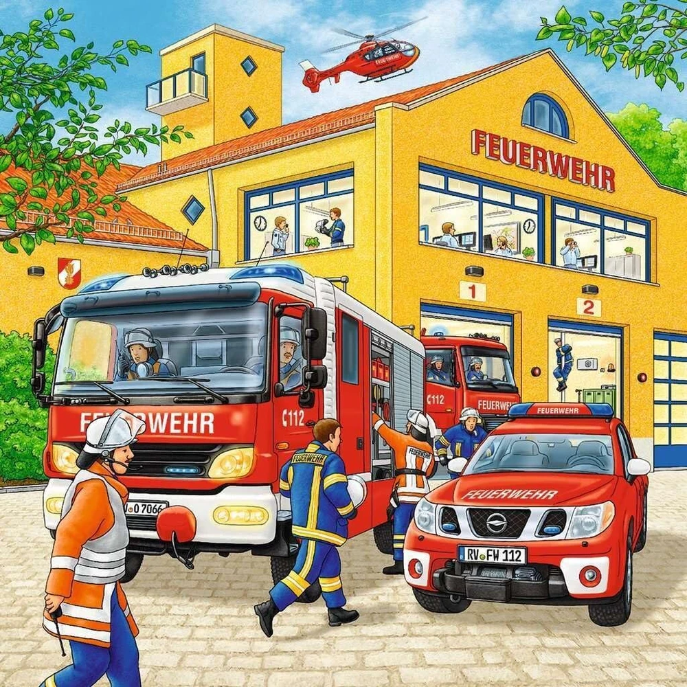 Ravensburger vaikiška dėlionė - 09401 ugniagesių brigada - dėlionė vaikams nuo 5 metų su 3 x 49 detalėmis