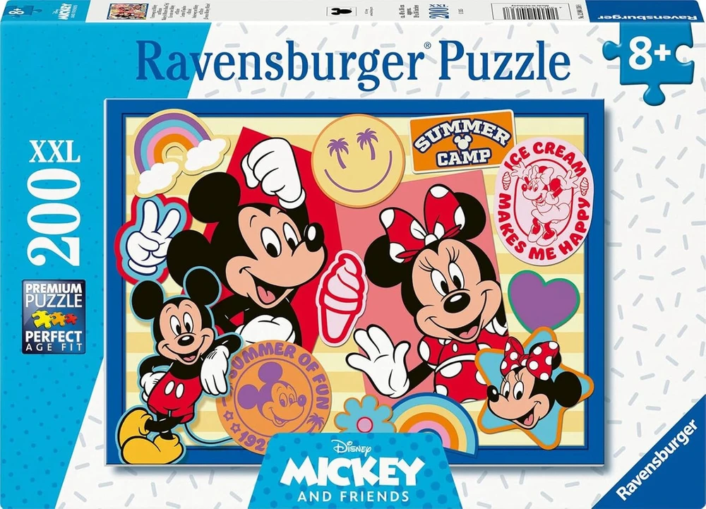 Ravensburger vaikiška dėlionė - 12004136 On the Go with Mickey and Minnie - dėlionė vaikams nuo 8 metų, su 200 Xxl formato detalių