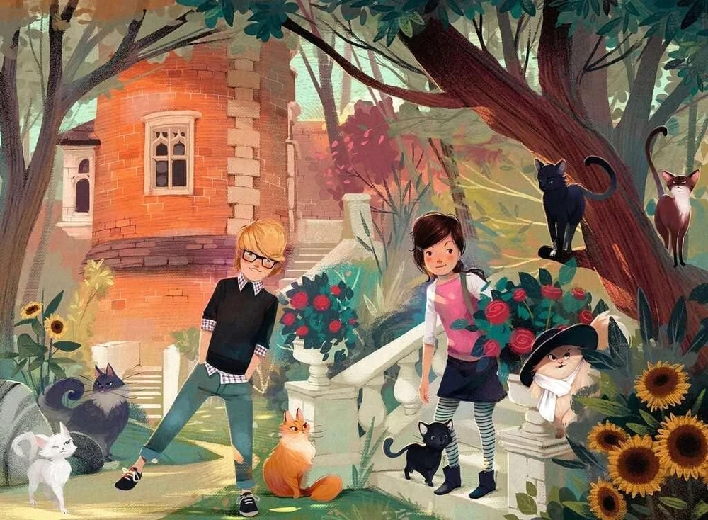 Ravensburger vaikiška dėlionė 13330 - The Cat Whisperers Nova and Henry - 300 dalių Xxl Midnight Cats dėlionė vaikams nuo 9 metų
