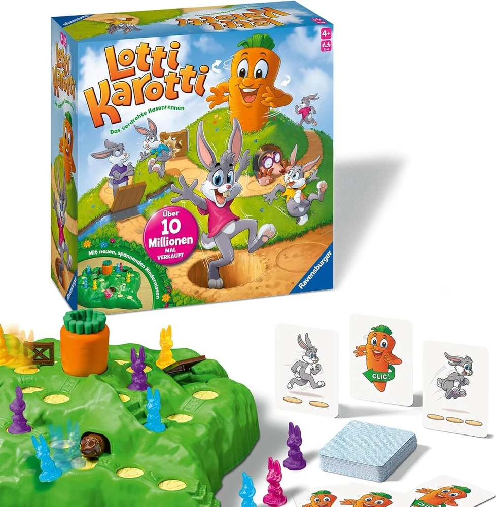 Ravensburger Vaikų Žaidimai Lotti Karotti 22343 Lenktynių Žaidimas 2–4 Žaidėjams nuo 4 Metų