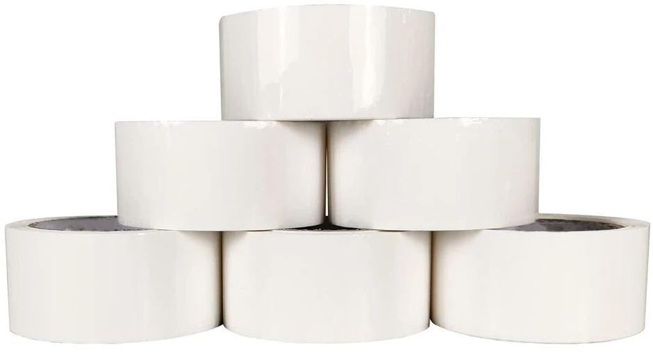 Raylu paper® - 66 m x 50 mm pločio itin tvirta popierinė pakavimo juosta pašto dėžučių pakavimui (6 vnt., balta)