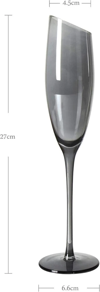 Reawow krištolinės taurės šampanui 180 ml bešvinės galvanizuotos pilkos spalvos fleitos šampanui šampano taurės su rankena dovanų rinkinys 2 vnt.