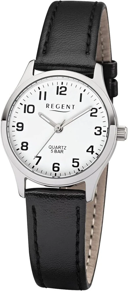Regent moteriškas laikrodis su odiniu dirželiu, nerūdijančio plieno kvarcas, 27 mm skersmens, 5 Atm, arabiški skaičiai