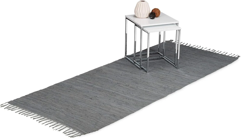 Relaxdays 100% medvilninis vienspalvis patchwork stiliaus kilimas su kutais