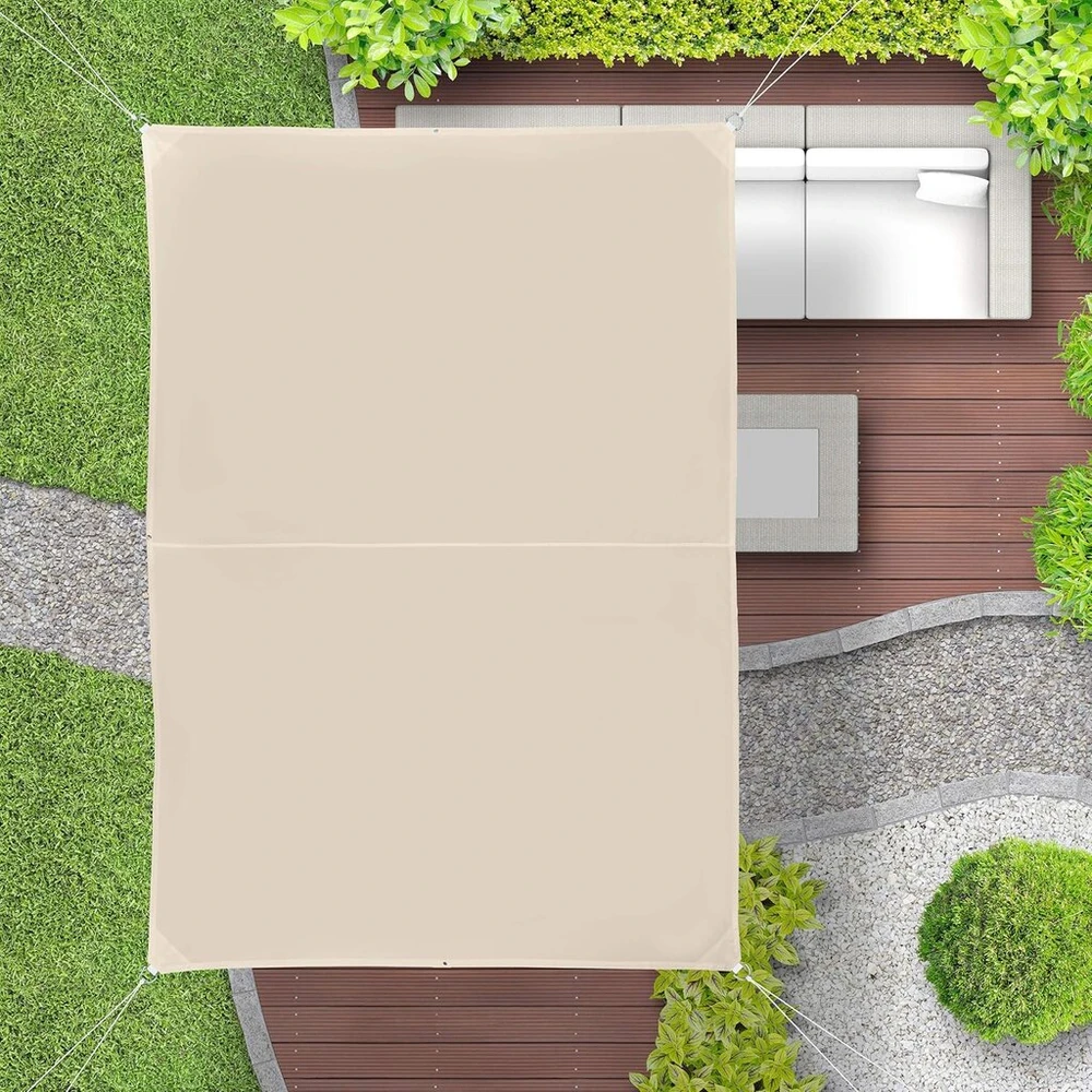 Relaxdays stačiakampė apsauga nuo saulės, atspari vandeniui ir Uv spinduliams, su virvėmis, terasai, balkonui, 2 x 4 m, smėlio spalvos